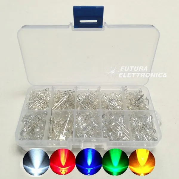 Box of 300 LEDs, 3-5 mm, assorted colours - Image 1