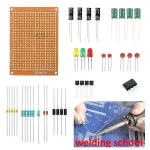 Component set for learning to solder
