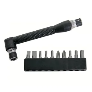 L-shaped screwdriver with 10 bits