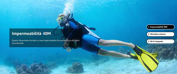 4K Wi-Fi Action Camera with LCD display and waterproof case
