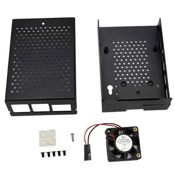 Aluminium Case with Fan for Raspberry Pi 4 - Black - Image 1