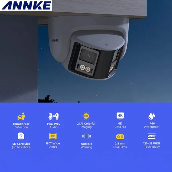 4K IP Camera 180° Panoramic View - PoE - microSD - ONVIF - IP66 - Image 3