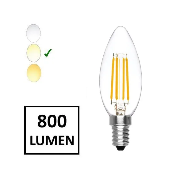 LED Filament Bulb - neutral white 220 Vac - E14 base - C35 - 6W - Image 1