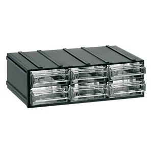 Stackable small parts storage cabinet 192x148x63 mm - 6 clear drawers - 400 series