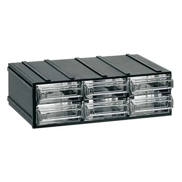 Stackable small parts storage cabinet 192x148x63 mm - 6 clear drawers - 400 series - Image 1