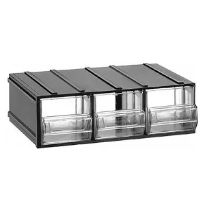 Modular small-parts storage unit 192x148x63 mm - 3 clear drawers - 400 series