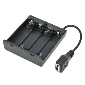 4 x AA Battery Holder with USB-A Output, Cover and Switch