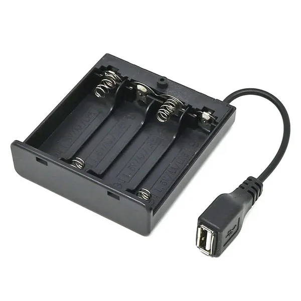 4 x AA Battery Holder with USB-A Output, Cover and Switch - Image 1