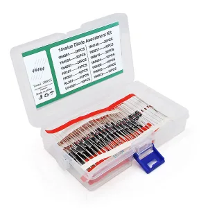 Plastic box with 200 assorted diodes, 14 values