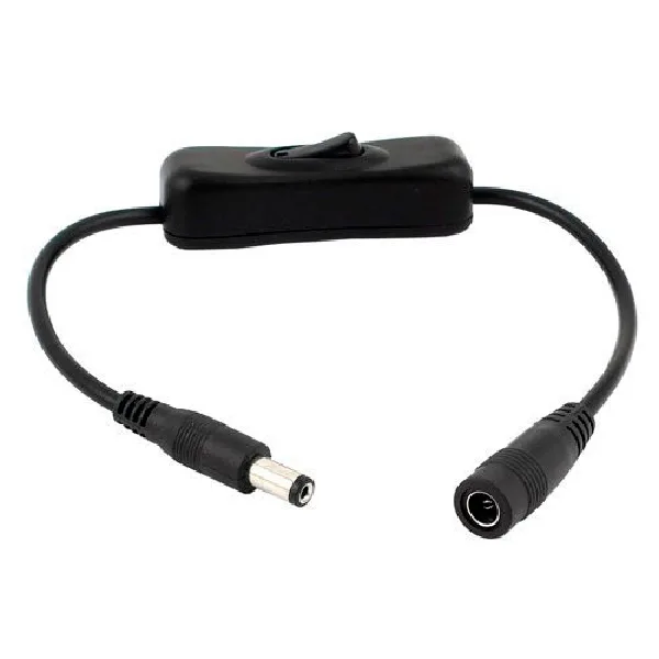 30 cm cable with switch and DC 5.5×2.1 socket/plug - Image 1