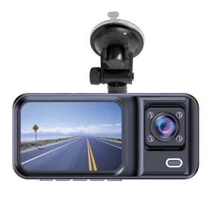 Dual-Camera Car Dashcam 1080p with 2" IPS Screen and G-Sensor