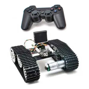 Tracked robot with electronics, DC motors and wireless controller