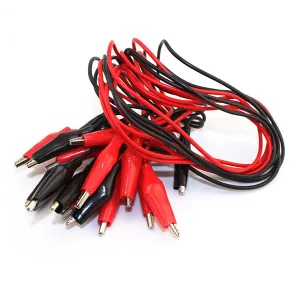 Set of 10 Crocodile Clip Test Leads, Red and Black