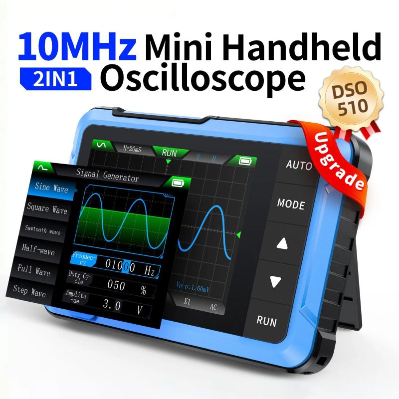 Mini 10MHz digital oscilloscope with built-in signal generator