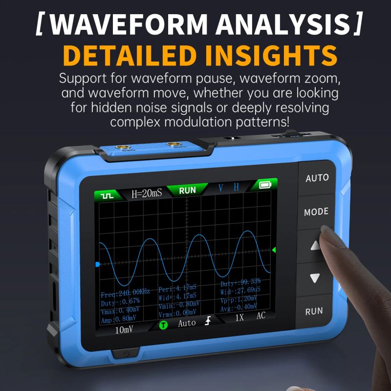 Mini 10MHz digital oscilloscope with built-in signal generator