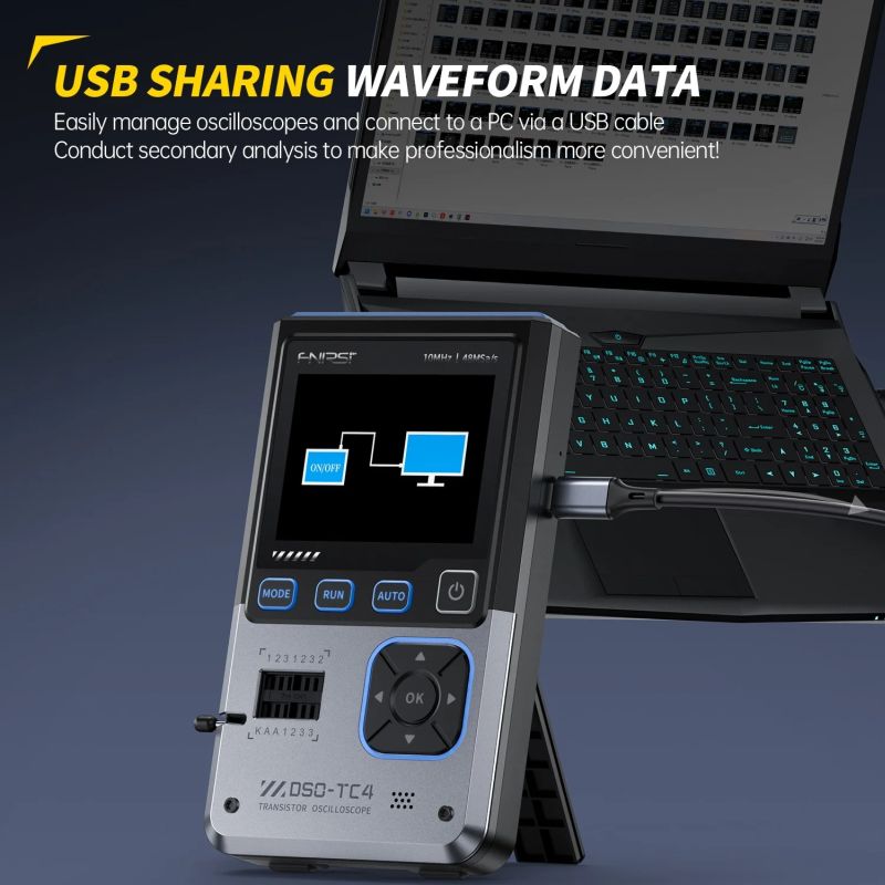 The DSOTC4 is a compact 3-in-1 oscilloscope