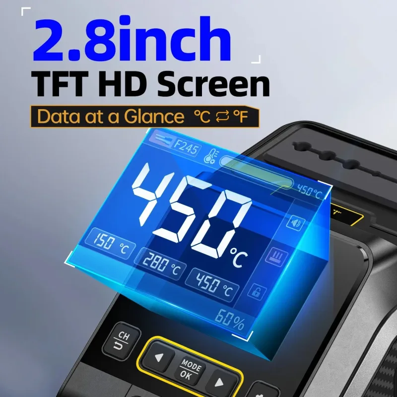 200W Fast-Heating Soldering Station with TFT Display - Image 7