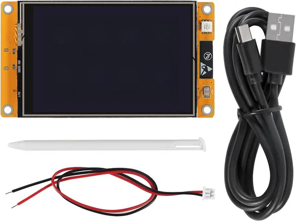 The 3.5" ESP32 TFT module complete with accessories