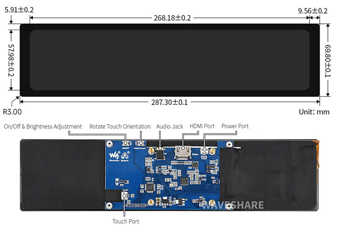 12INCHHDMI2 - features and dimensions