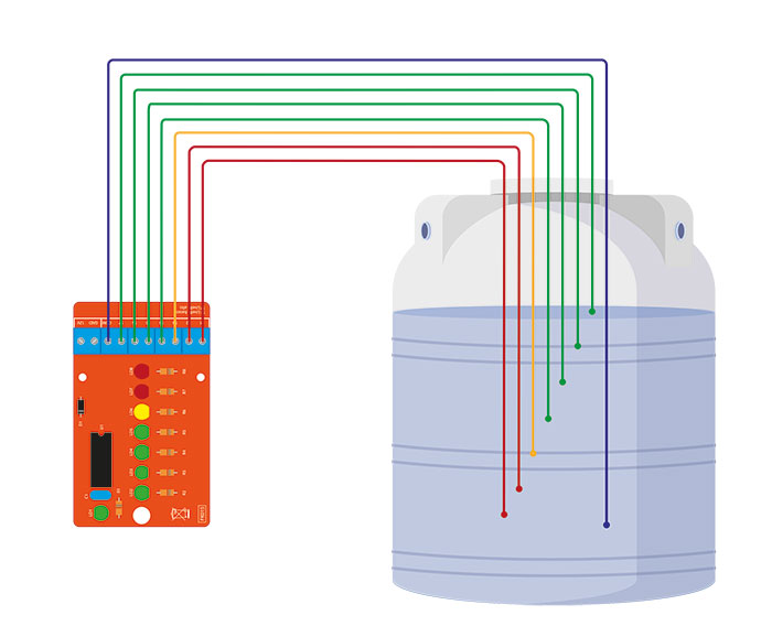 Liquid level indicator for tanks - Wiring diagram
