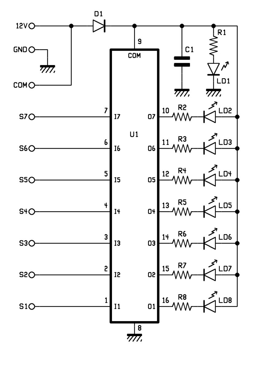 Liquid level indicator for tanks - Circuit diagram