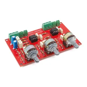 Three-band stereo tone control for bass, mid and treble