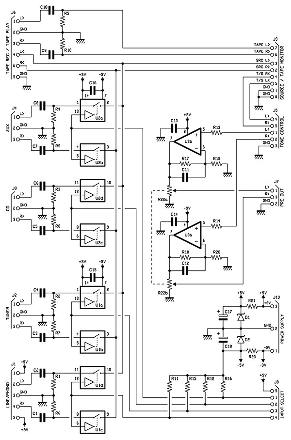 Audio input selector with volume control