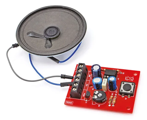 Electronic variable-tone siren generator, button-activated and trimmer-adjustable, inspired by vintage industrial sirens.