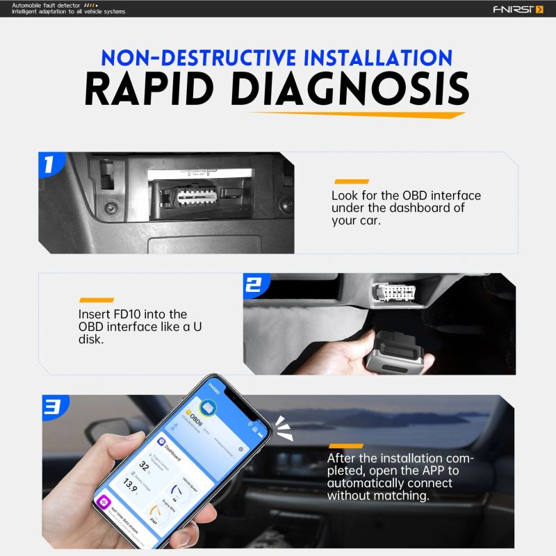 Bluetooth OBD2 car scanner with diagnostics and fault code clearing