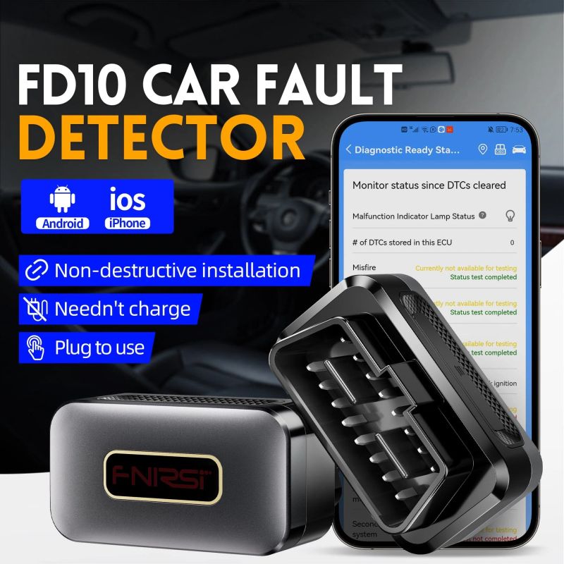 Bluetooth OBD2 car scanner with diagnostics and fault code clearing