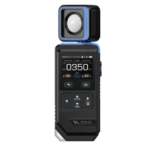 Precision digital lux meter 0–99,990 lux with 180° rotating probe