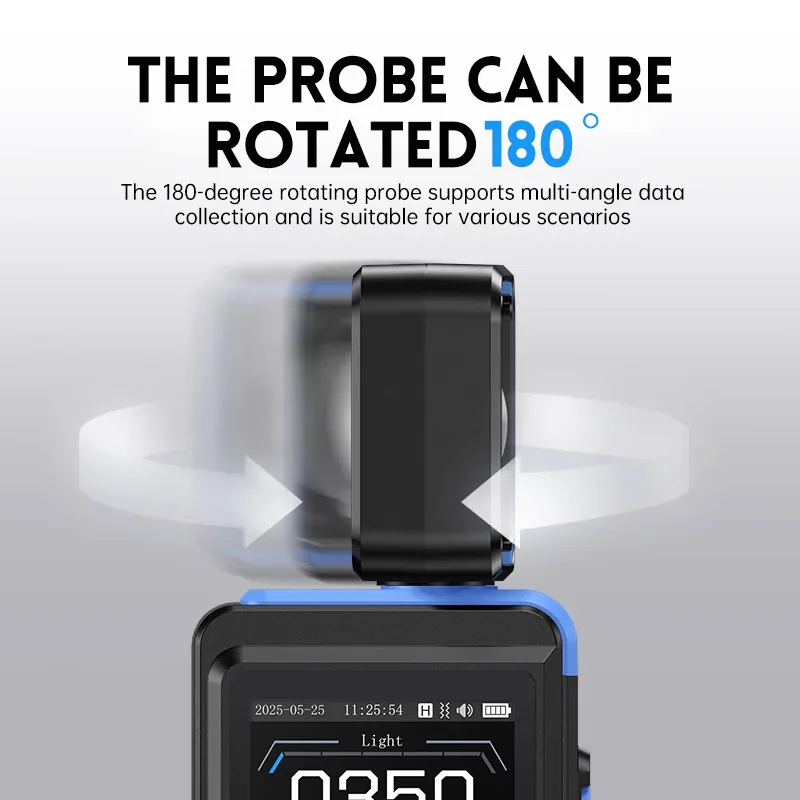 FSFPM02 light meter probe rotating 180° to measure from multiple angles
