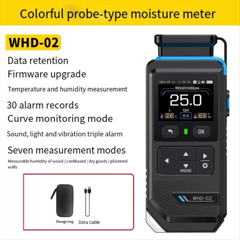 Pin-type moisture meter with colour display, 0.1% to 55% range - Image 5