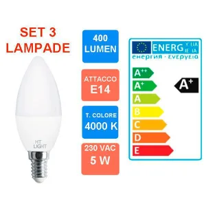 Set of 3 natural white LED candle bulbs 220 VAC - E14 base - 5W