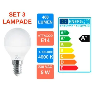 Set of 3 Natural White LED Lamps 220 VAC - E14 Fitting - 5W