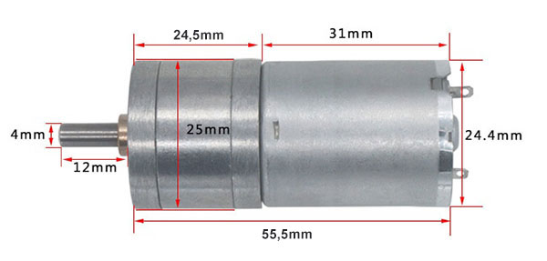 12Vdc gearmotor - 50 rpm - dimensions