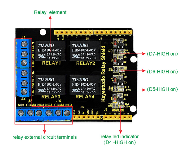 KS0251 - Arduino shield with 4 relays