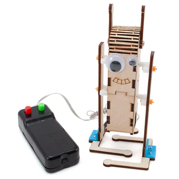 Wooden Bipedal Robot Educational Kit with Wired Remote Control - Image 1