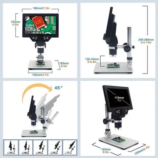 Digital Microscope 1-1200X with 7" Color LCD Monitor - Image 3