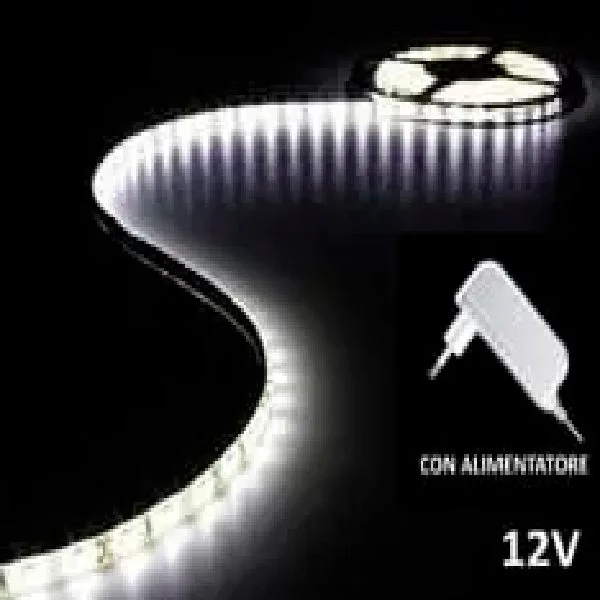 Outdoor cold white LED strip with power adapter - 300 LEDs - 5 m - Image 1