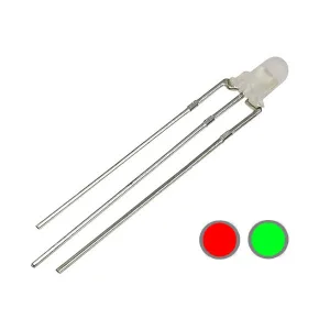 Red-green bicolour LED 3 mm common cathode