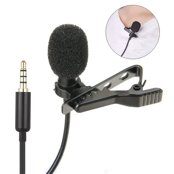 Lavalier Condenser Microphone with 3.5mm Jack, Shielded Cable and Detachable Clip - Image 1