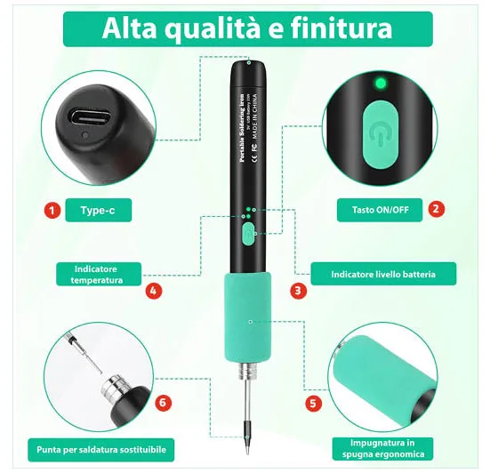 15W electric soldering iron with complete soldering accessory set