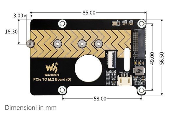 NVMe M.2 SSD adapter module for Raspberry Pi 5