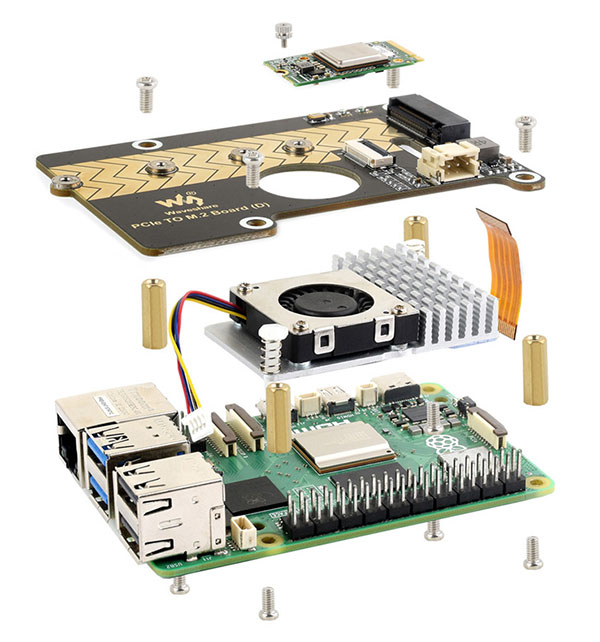 NVMe M.2 SSD adapter module for Raspberry Pi 5