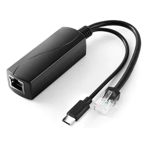PoE Splitter 48V / 5V 2.4A with USB-C and RJ45 output