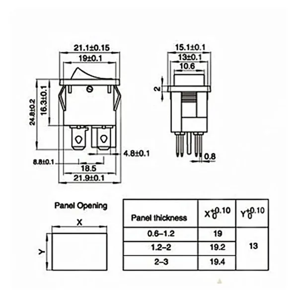 ON/OFF switch with red indicator light - 10A/250V - Image 3