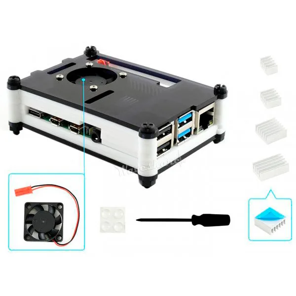 Case set for Raspberry Pi 4, with heatsinks and fan - Image 1