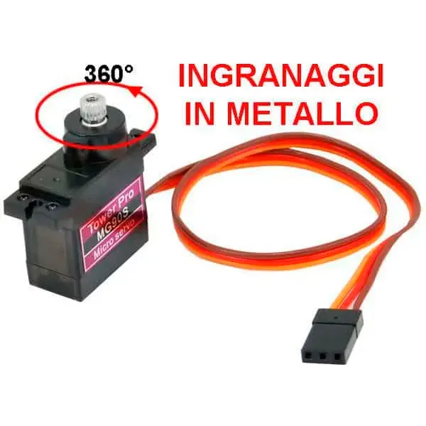 Mini servo motor 1.8kg/cm metal gears 360° - Image 1