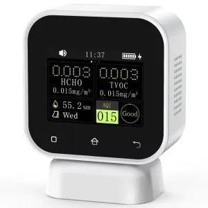 4-in-1 Air Quality Monitor with Touchscreen, HCHO, TVOC and Humidity Detection